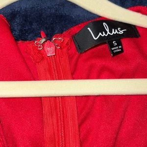 Lulus red ruched dress cocktail